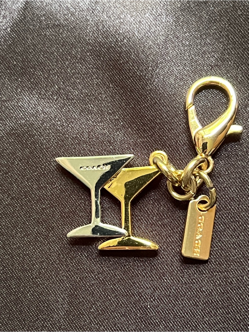 Coach Two-Tone Gold and Silver Martini Glass Charm - Picture 1 of 2
